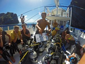 A dive boat crew