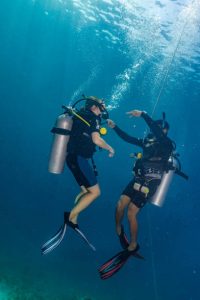 A diver in a diving course