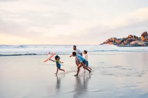 Family enjoying the beach